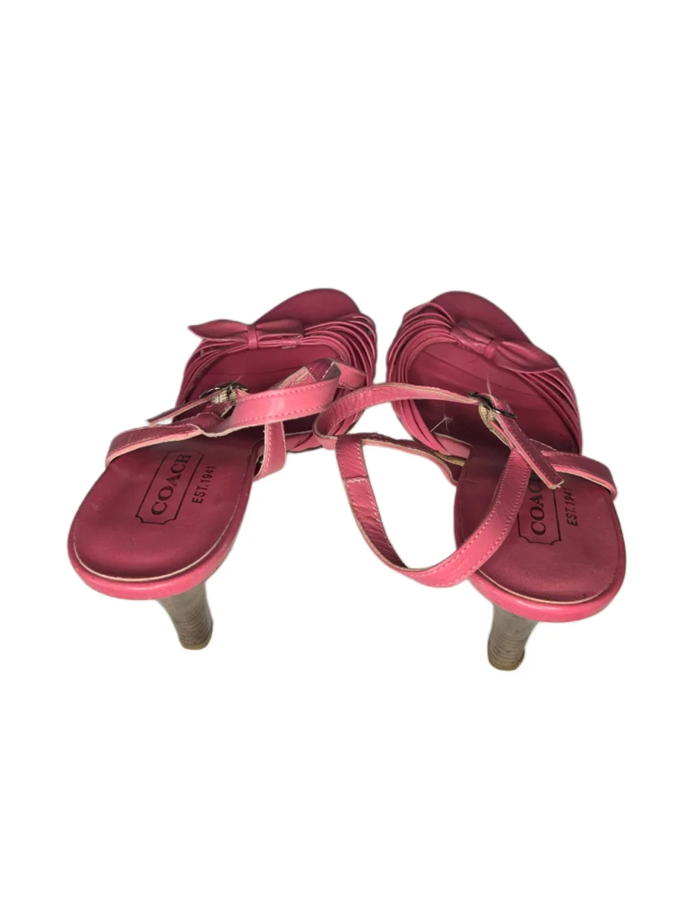Y2k Coach Pink Bow Leather Ankle-Strap Heel Sandal!